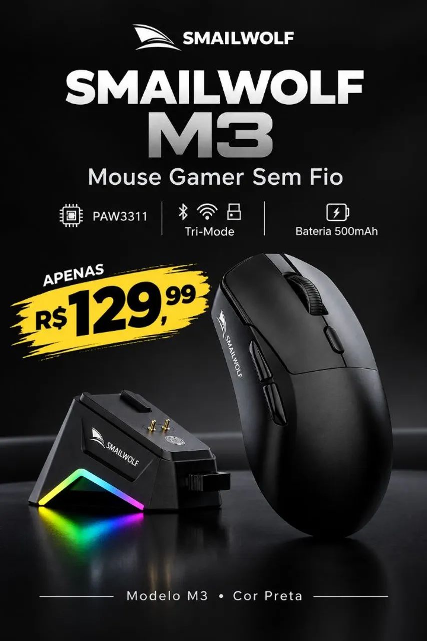Mouse Com Dock Smailwol M3 Lacrado Preto
