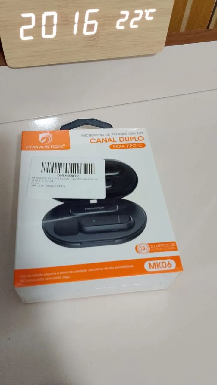 Microfone H'maston De Lapela Sem Fio Tipo C Profissional Mk06 Preto