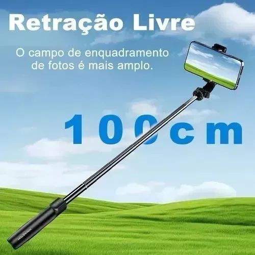 H'maston ZP18 Bastão Tripé Pau De Selfie Suporte Celular Com Controle 70cm/100cm - Foto 3