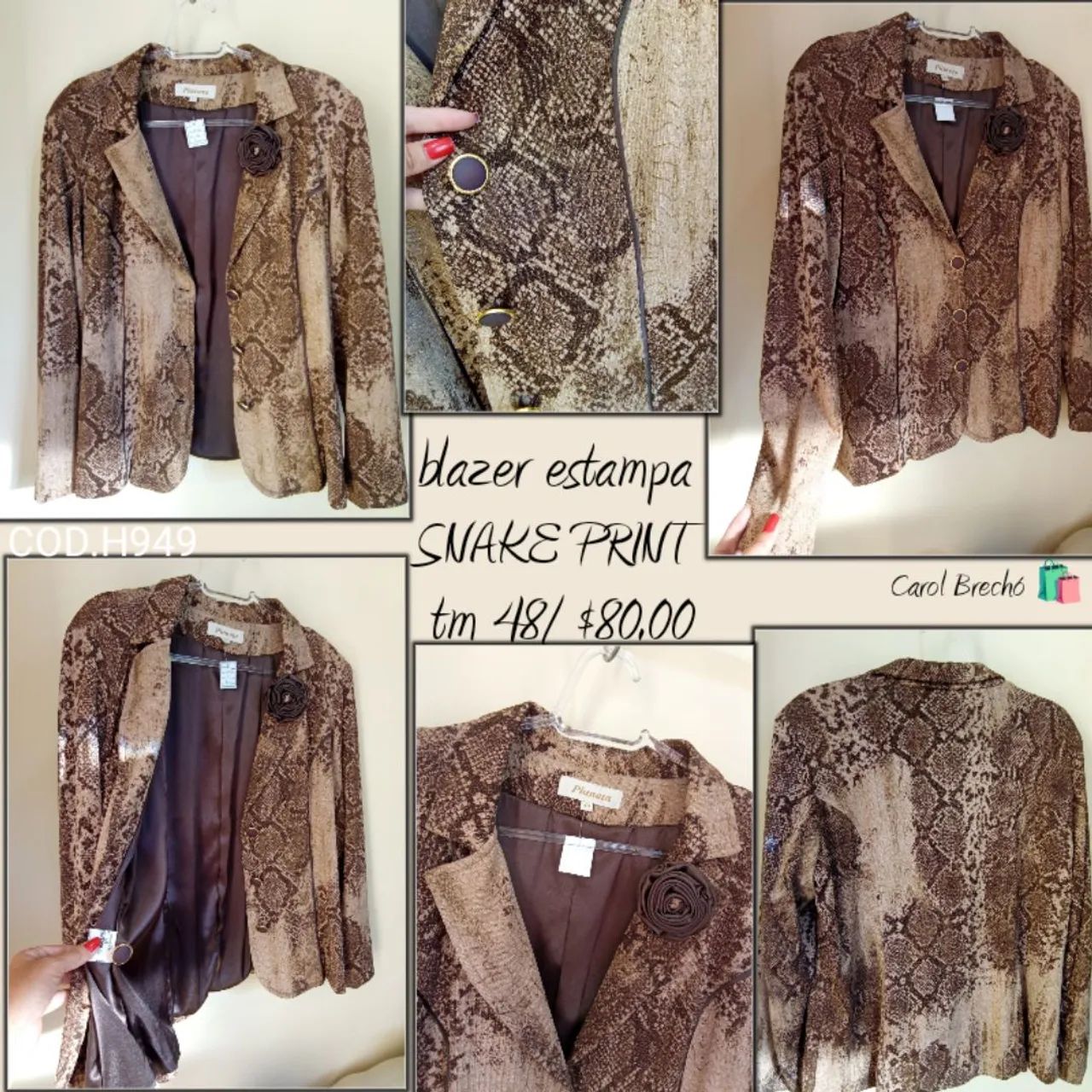 Blazer feminino estampa snake print 