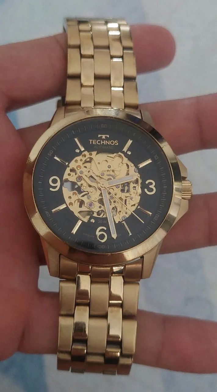 RELOGIO TECHNOS AUTOMATICO DOURADO