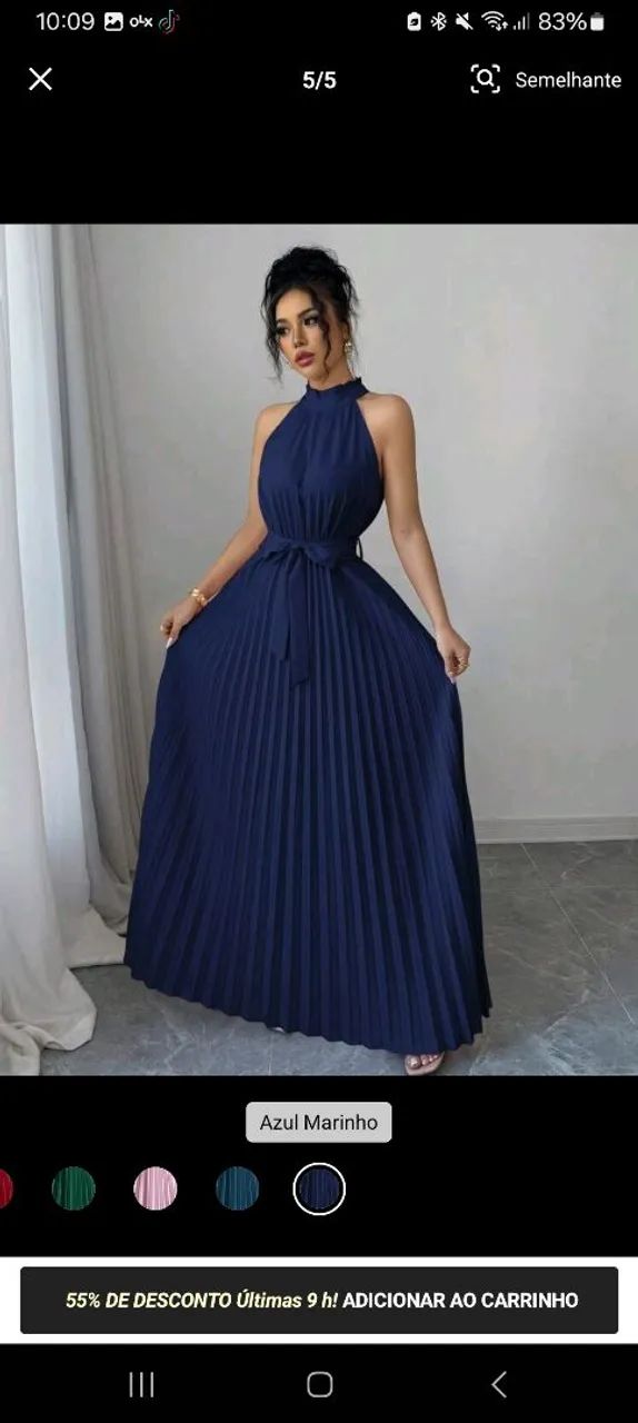 Vestido Elegante Azul Marinho  - Foto 3