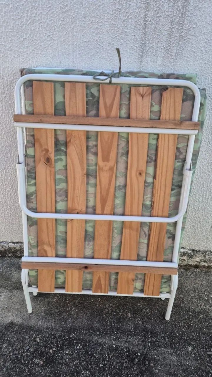 Cama de camping dobrável em aco com colchão - Foto 4