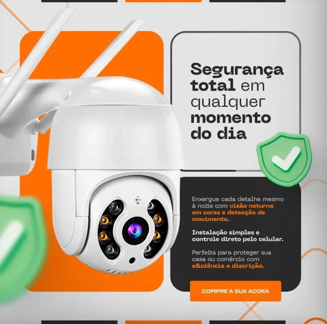 Câmera de Segurança Externa 360° Á prova D'água - Nova - Foto 3