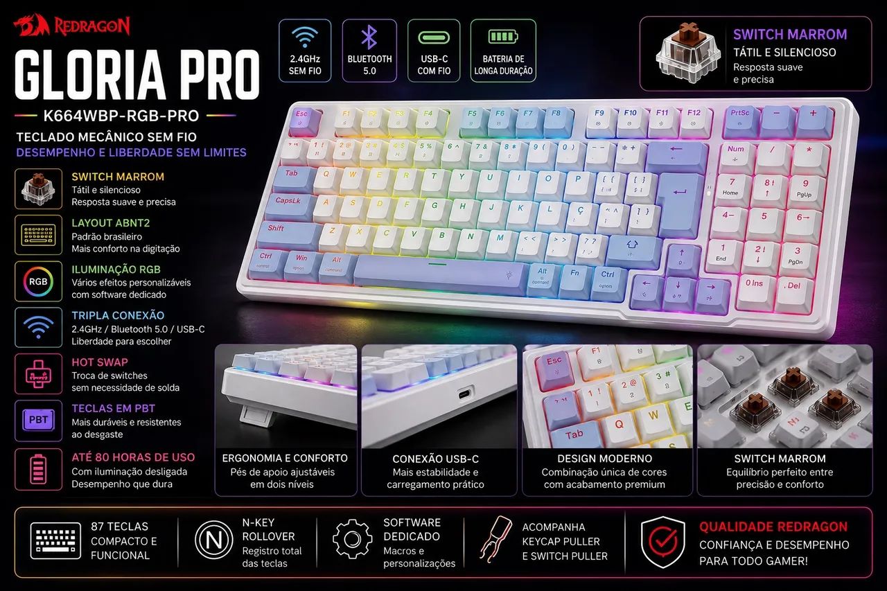 TECLADO GAMER REDRAGON GLORIA