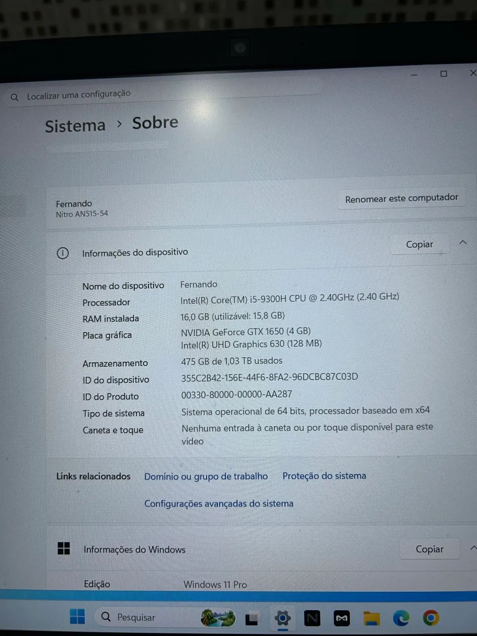 Notbook nitro 5 