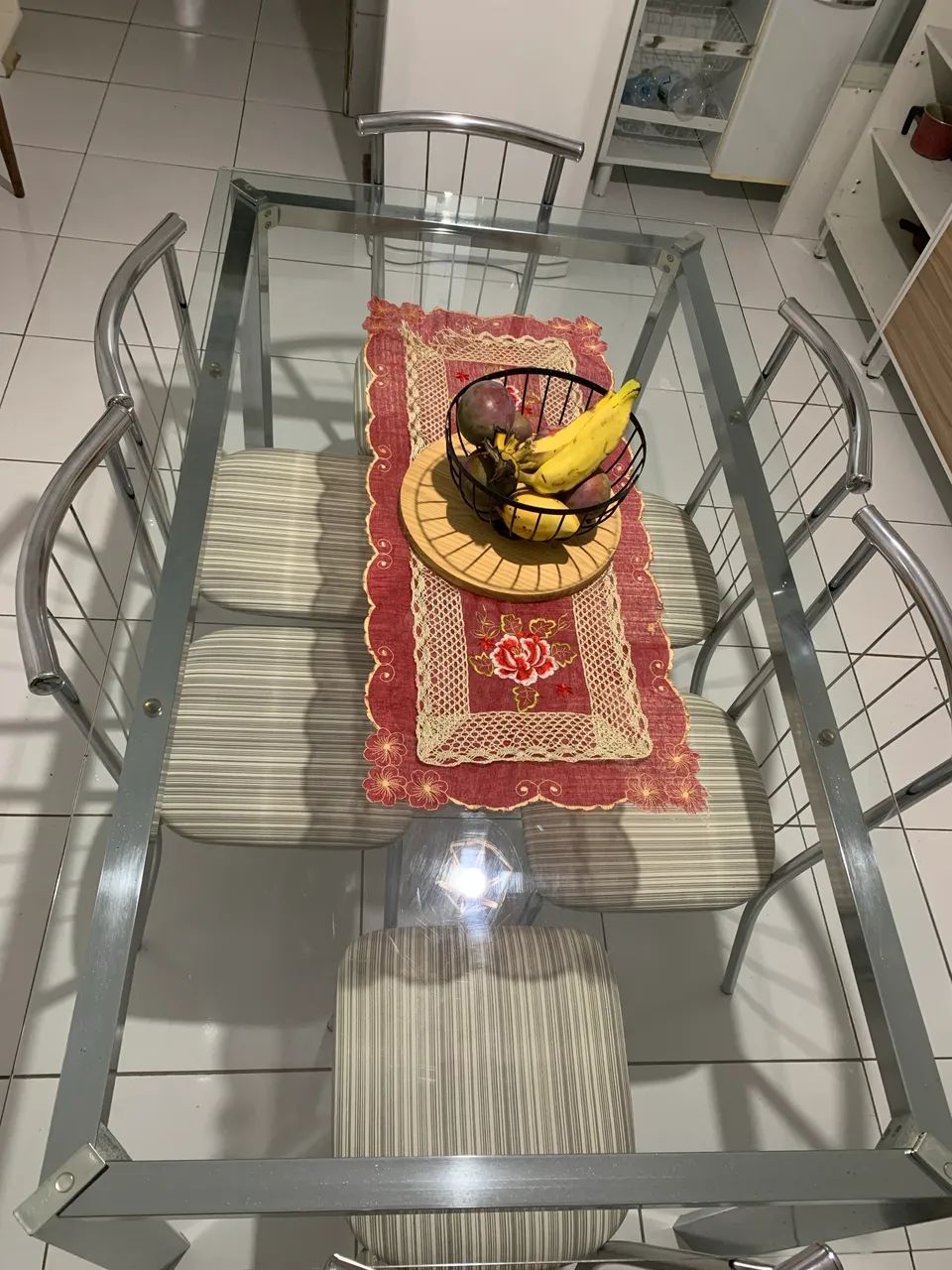 Mesa 6 cadeiras cromada Carraro 