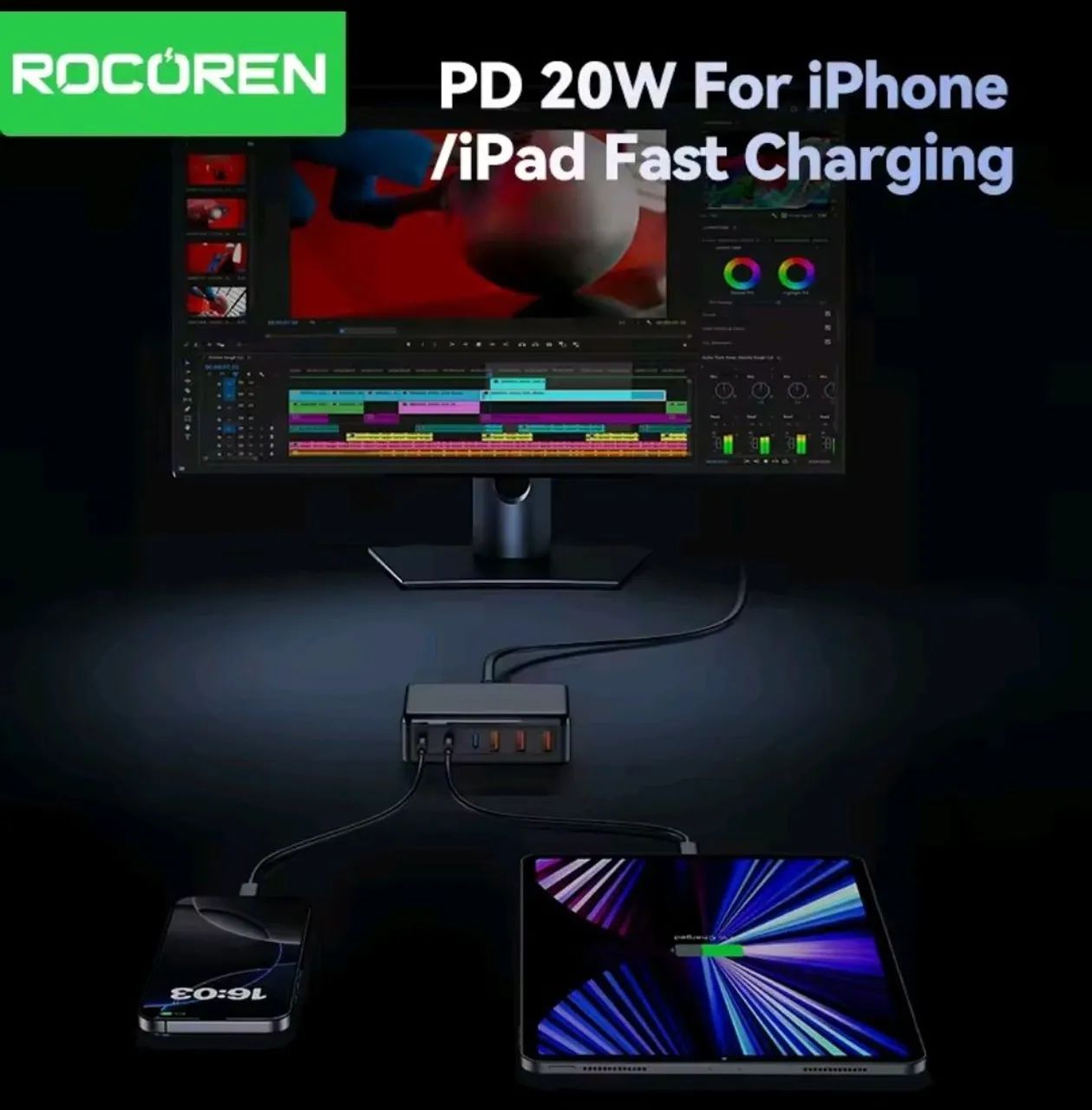 Carregador de Bancada 100w 5 Saídas USB  - Foto 4
