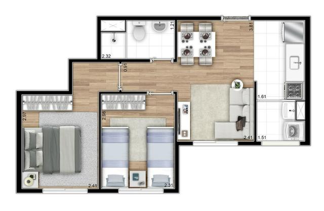 Apartamento centro SP Piso laminado + Escritura + ITBI gratuito 2 dorm - Foto 2