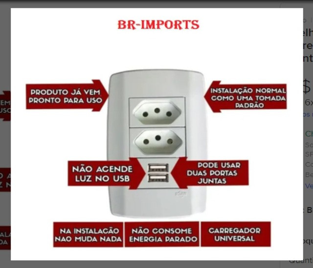 Tomada Fonte Usb De Parede Duo Universal Envio Imediato - Foto 3