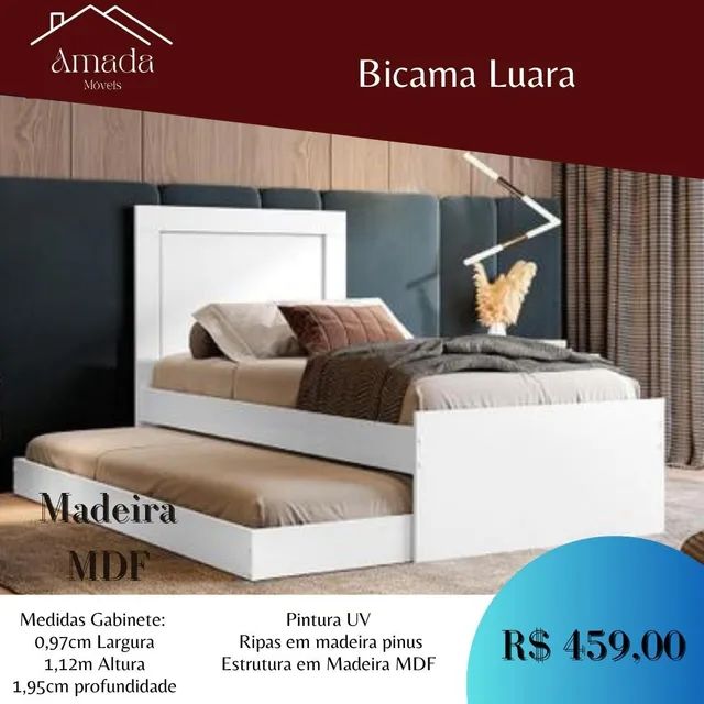 Bicama Luara MDF , Entrega  em 3 dias 