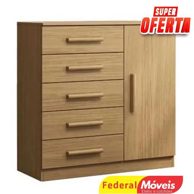 Cômoda 5 Gavetas 1 Porta 