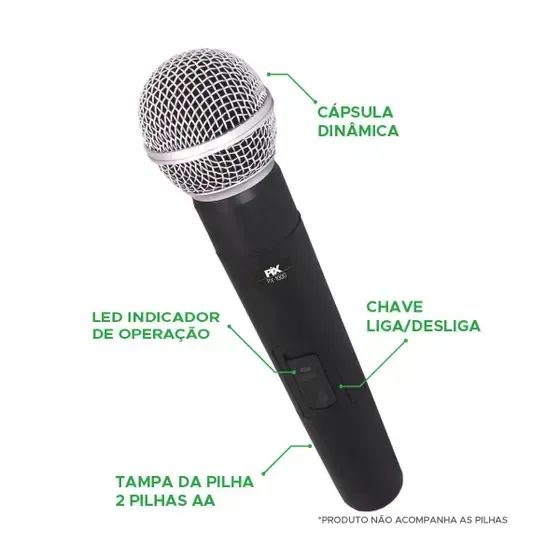 Microfone Sem Fio Longa Distância 60 Metros 566,00 Mhz - Pix Cor Preto - Foto 4