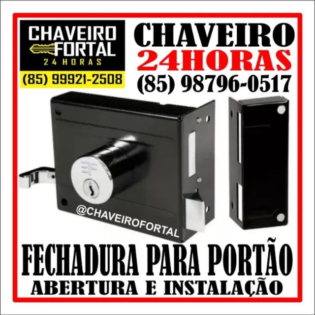 Fechadura Sobrepor para portão de madeira ou ferro - c h a v e i r o - 2 - 4 - hs