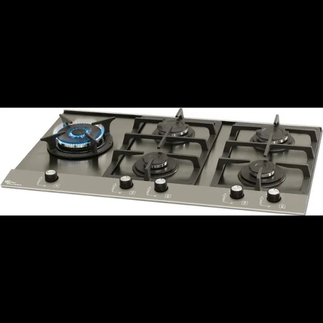Cooktop Fischer 5 Bocas, Tripla Chama, Mesa em Aço Escovado Prime Fogões e Fornos Capuava