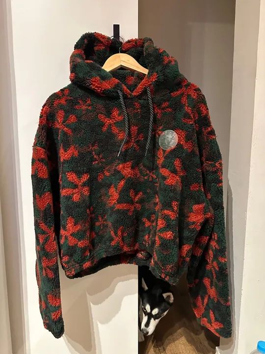 Casaco Cropped Baw Clothing GG Verde e Vermelho - Foto 3