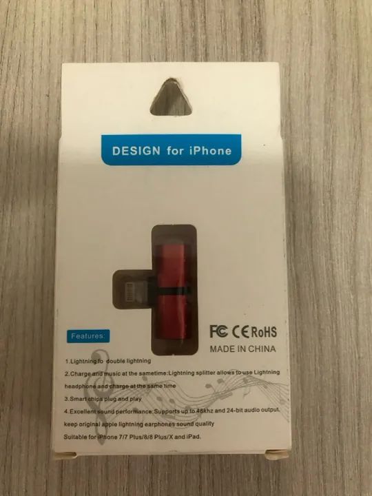 Adaptador 2 em 1 conector iPhone fone - Foto 4