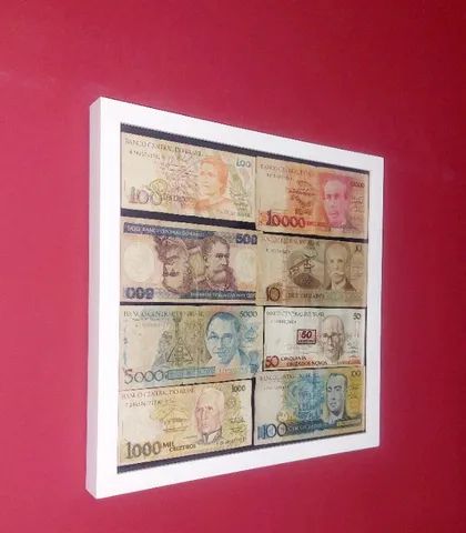 Quadro Cenario C/ 8 Notas Antigas Brasileiras Deco Feng Shui - Foto 2