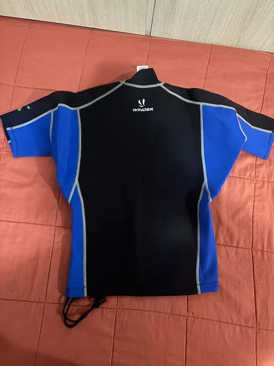 Blusa Neoprene mergulho Fun Dive Winder Preta e Azul PP - Foto 2