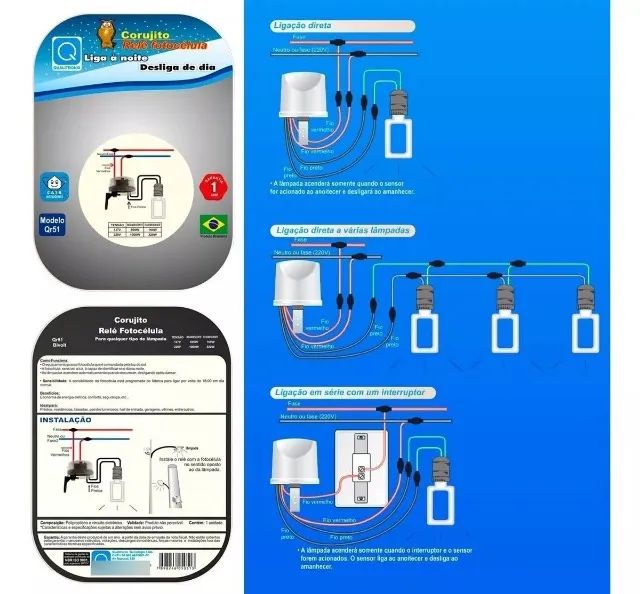 Relé Fotocélula Sensor Bivolt Corujito Qr51 Com Suporte - Foto 4