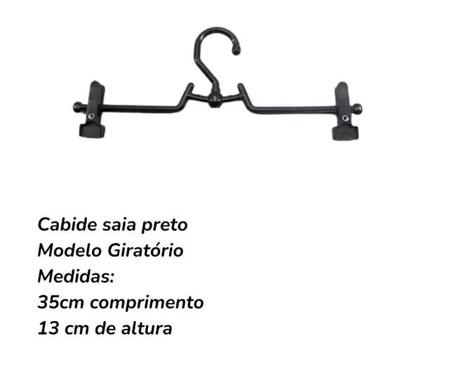 100 Cabides Plástico Preto Saia Calça C/ Presilhas Atacado  - Foto 2