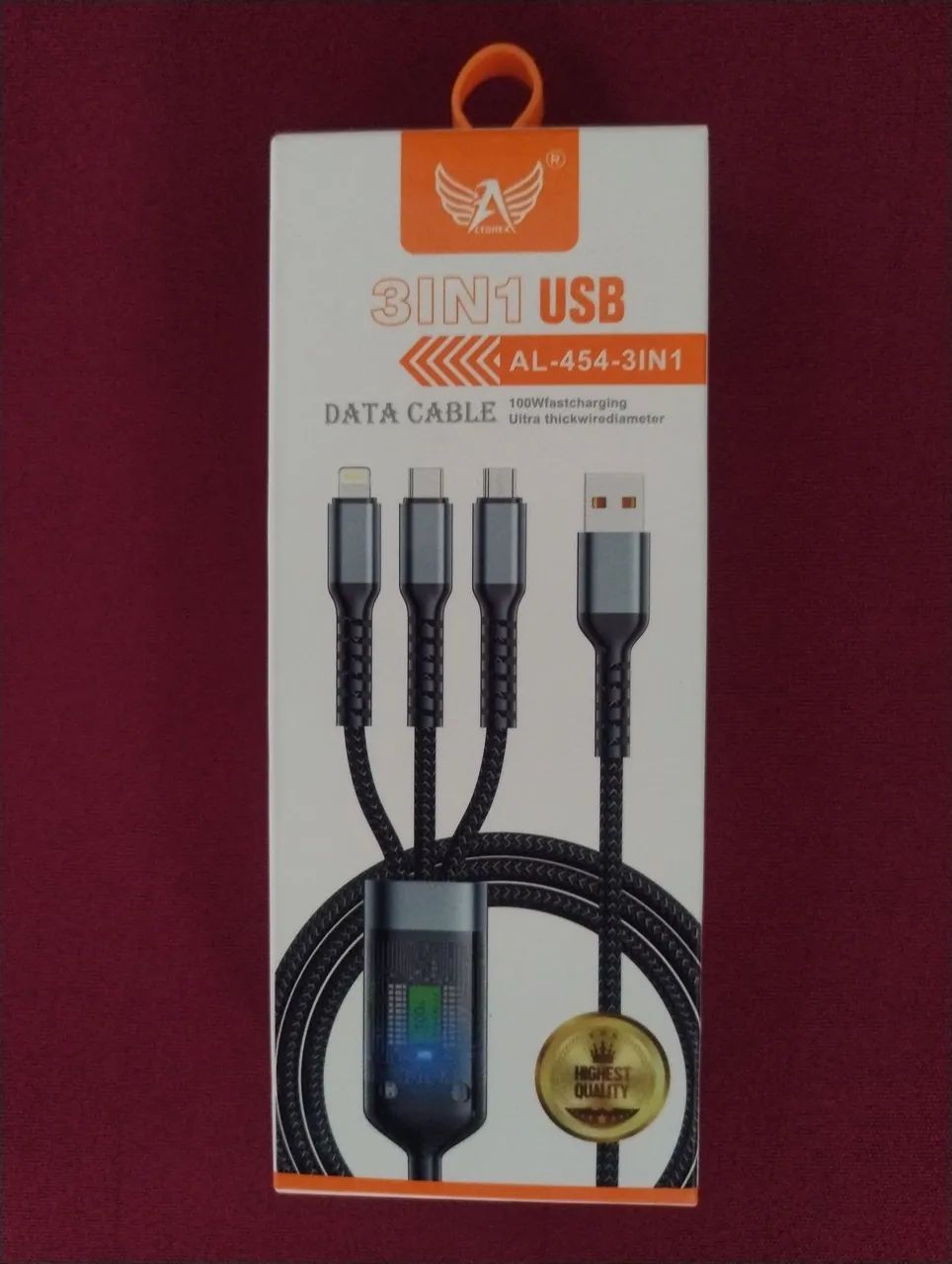 Cabo 3 em 1 100W Carregamento Rápido - Foto 2