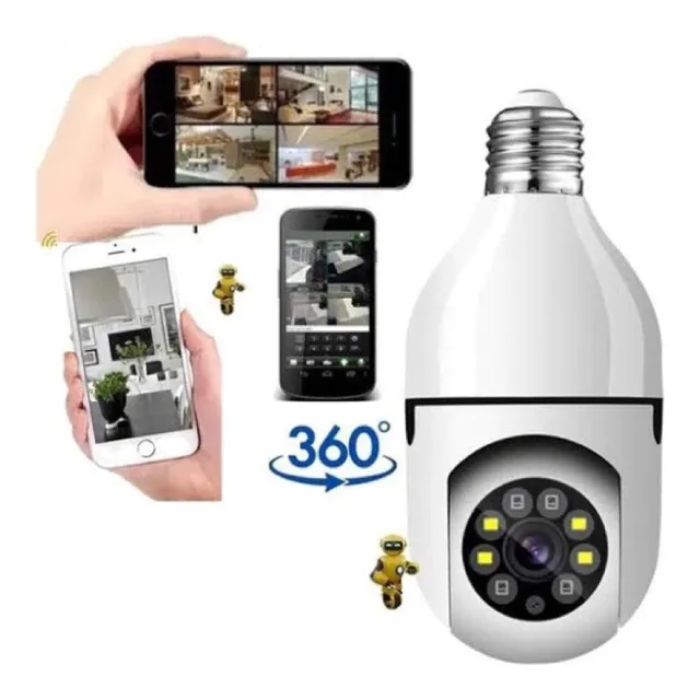 Câmera 360 JXL wifi Com Encaixe Lâmpada Bocal Aplicativo Full HD Visão Noturna - Bivolt