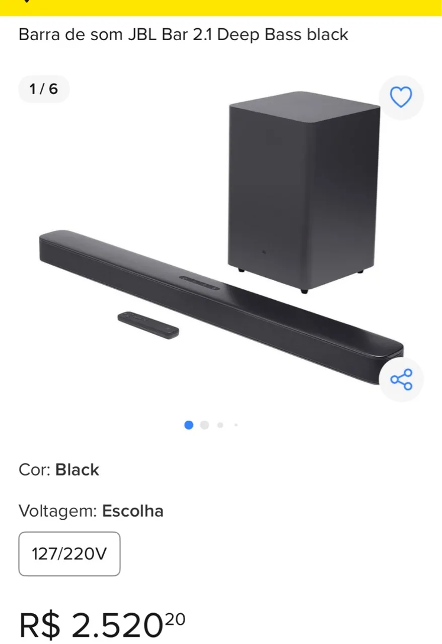 Soundbar JBL Bar 2.1 Deep Bass - Black