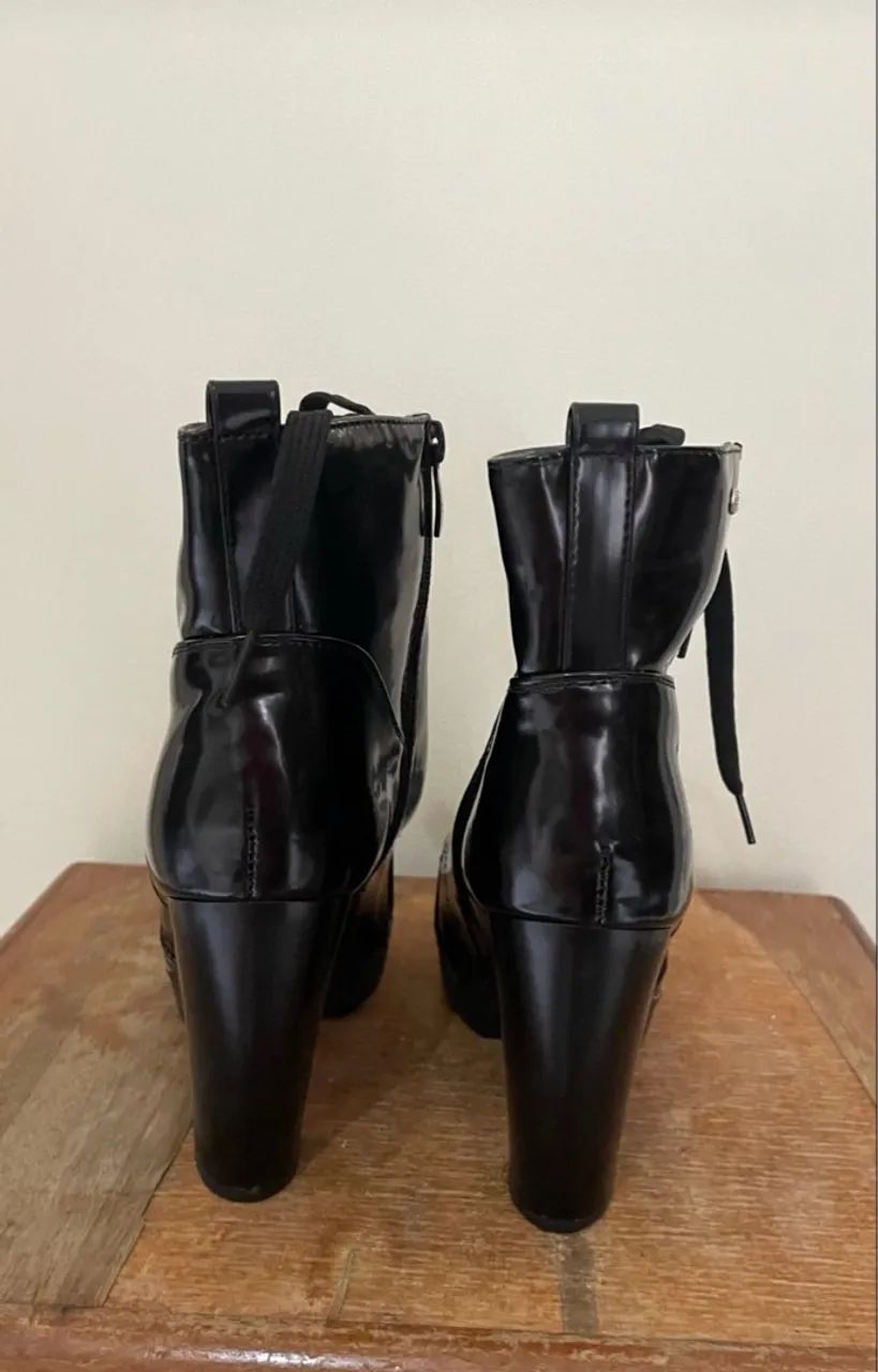 New Black Patent Leather Boot64628725678851122