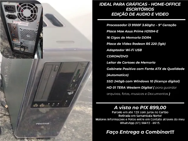 PC Computador i3 9100F 16gb DDR4
