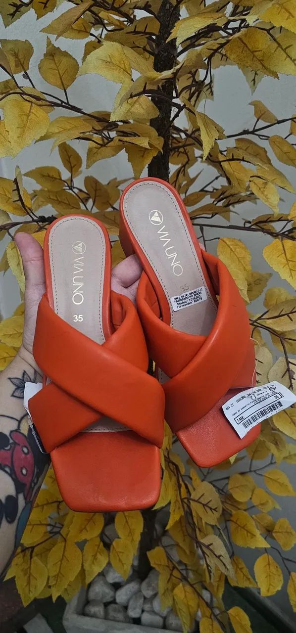 Tamanco feminino laranja via uno Calça 35 entrega gratuita em João Pessoa  - Foto 4