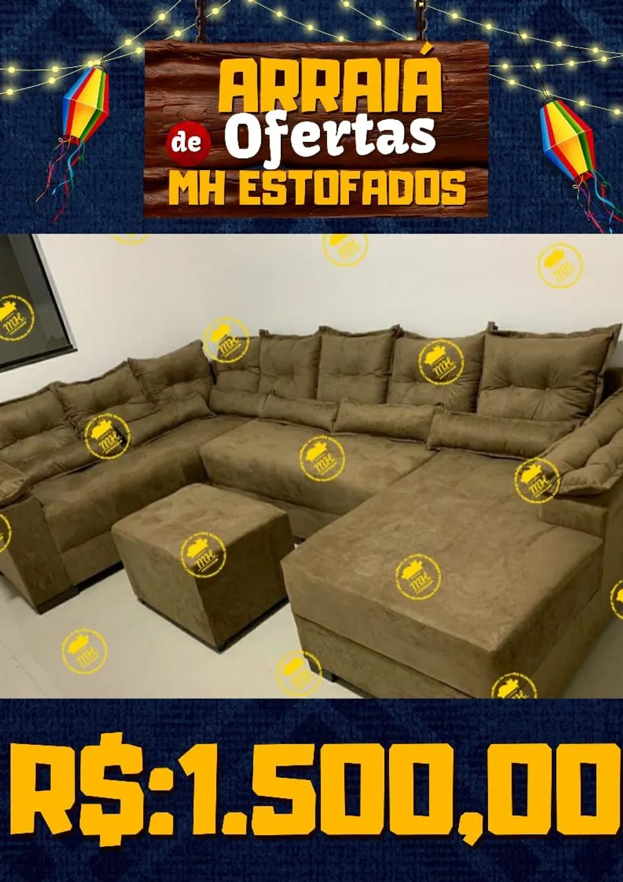 Sofá de canto MH Estofados - Oferta Arraiá