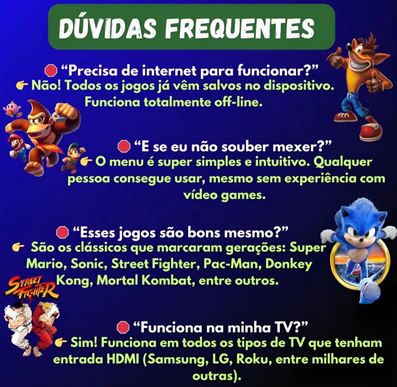 Vídeo game stick retrô + de 10mil  jogos 2 controles - Foto 3