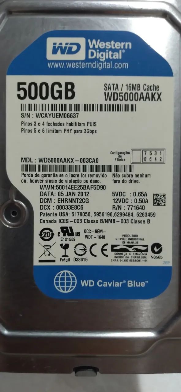 HD - Western Digital (WD) 500GB - Foto 2