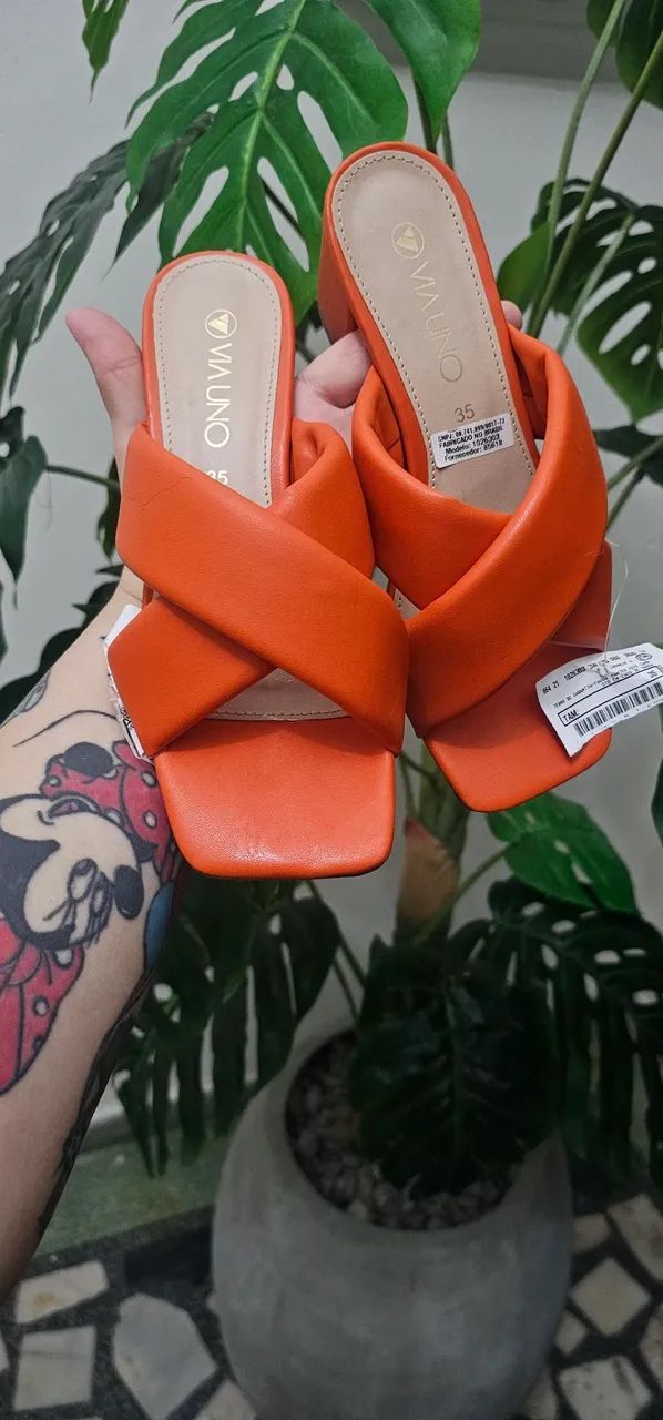 Tamanco feminino laranja via uno Calça 35 entrega gratuita em João Pessoa  - Foto 2