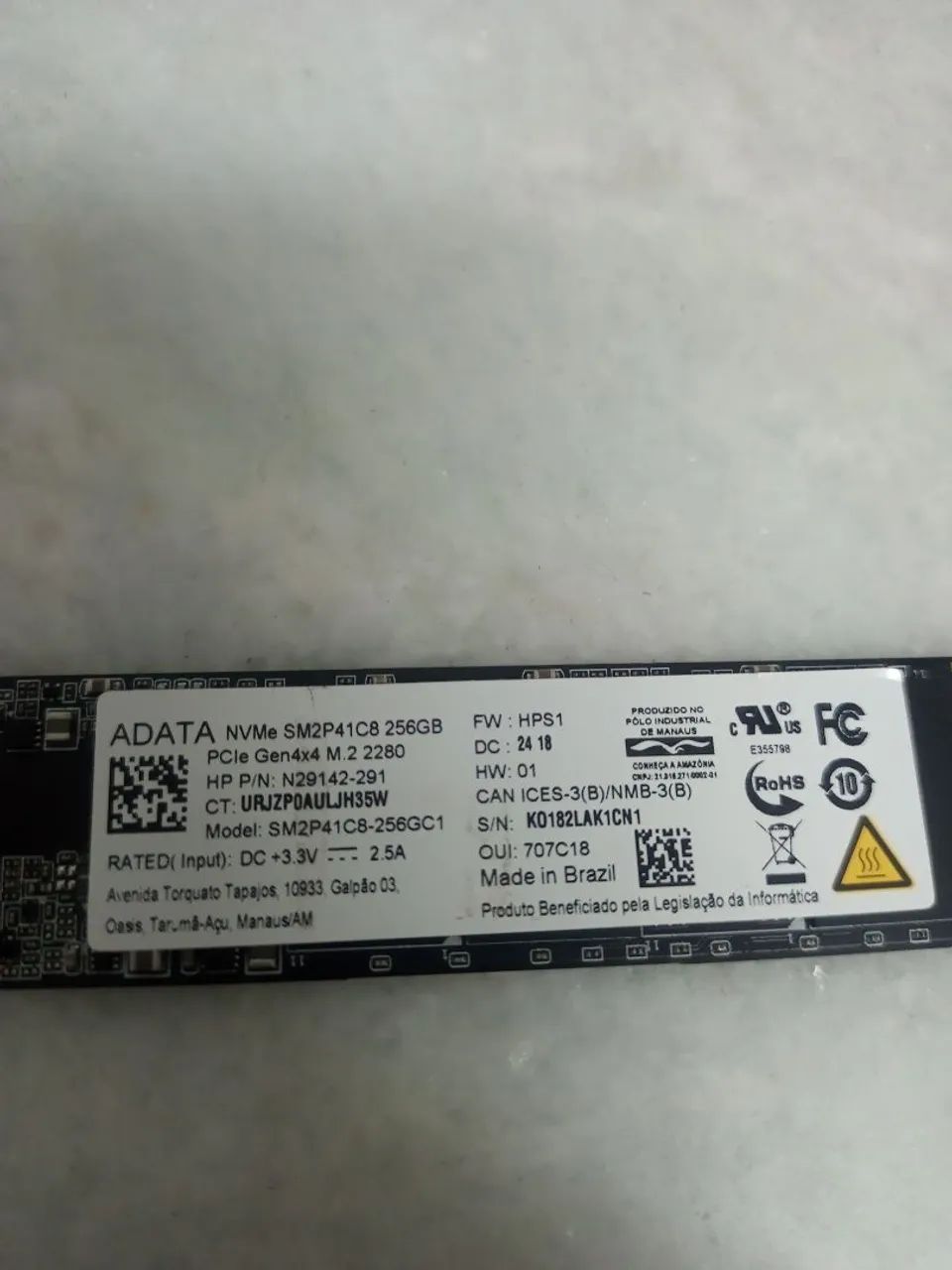 SSD NVMe M.2 Adata 256GB64396659297795121