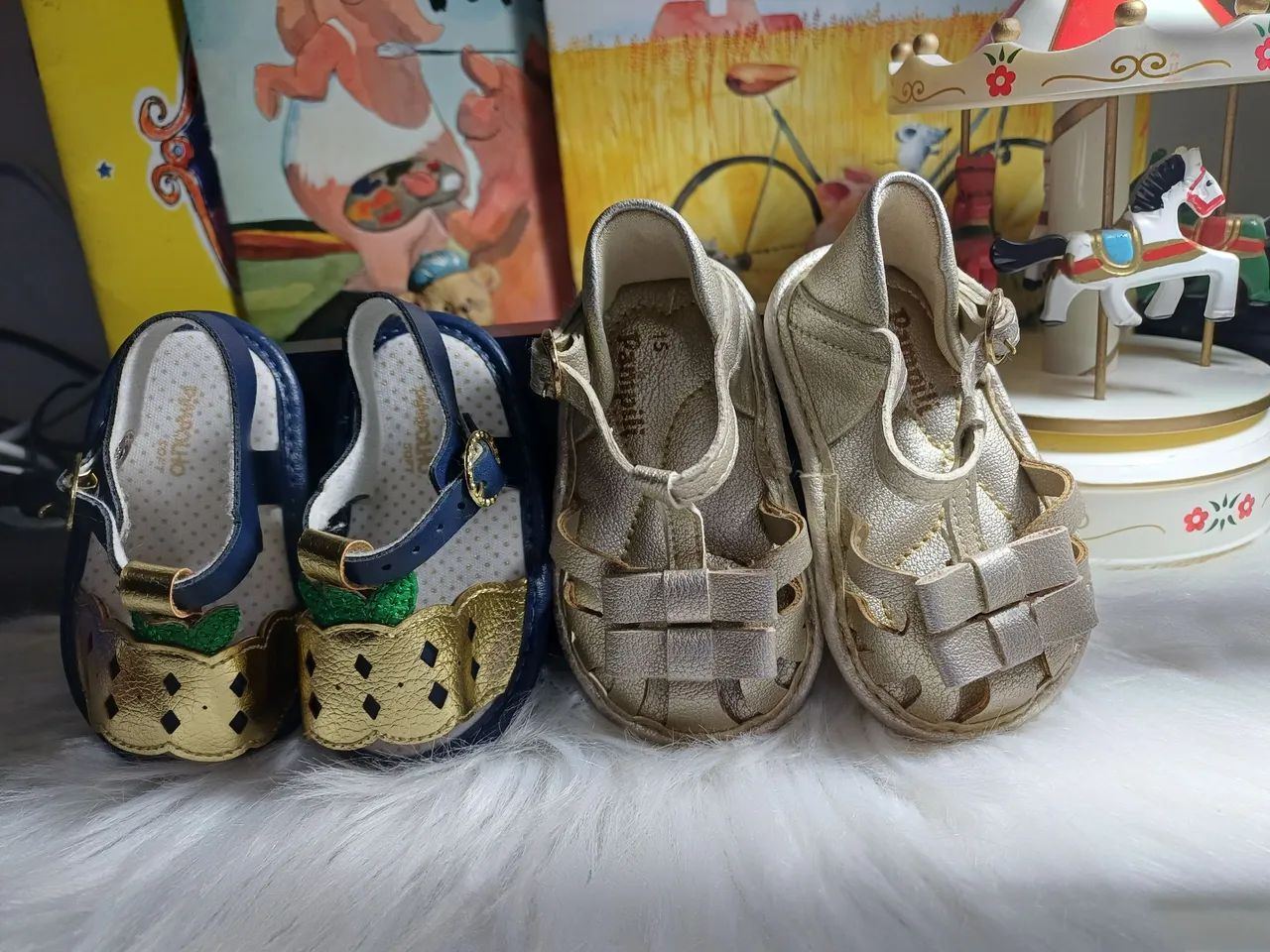 2 sandálias bebê menina semi-novas, Pimpolho e Pampili, 3-6 meses - Foto 3