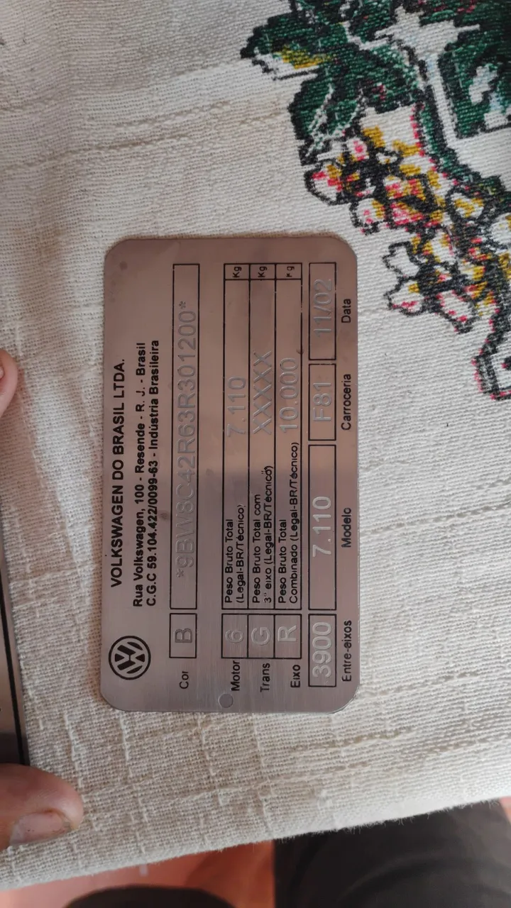 Etiqueta de Identificação Volkswagen