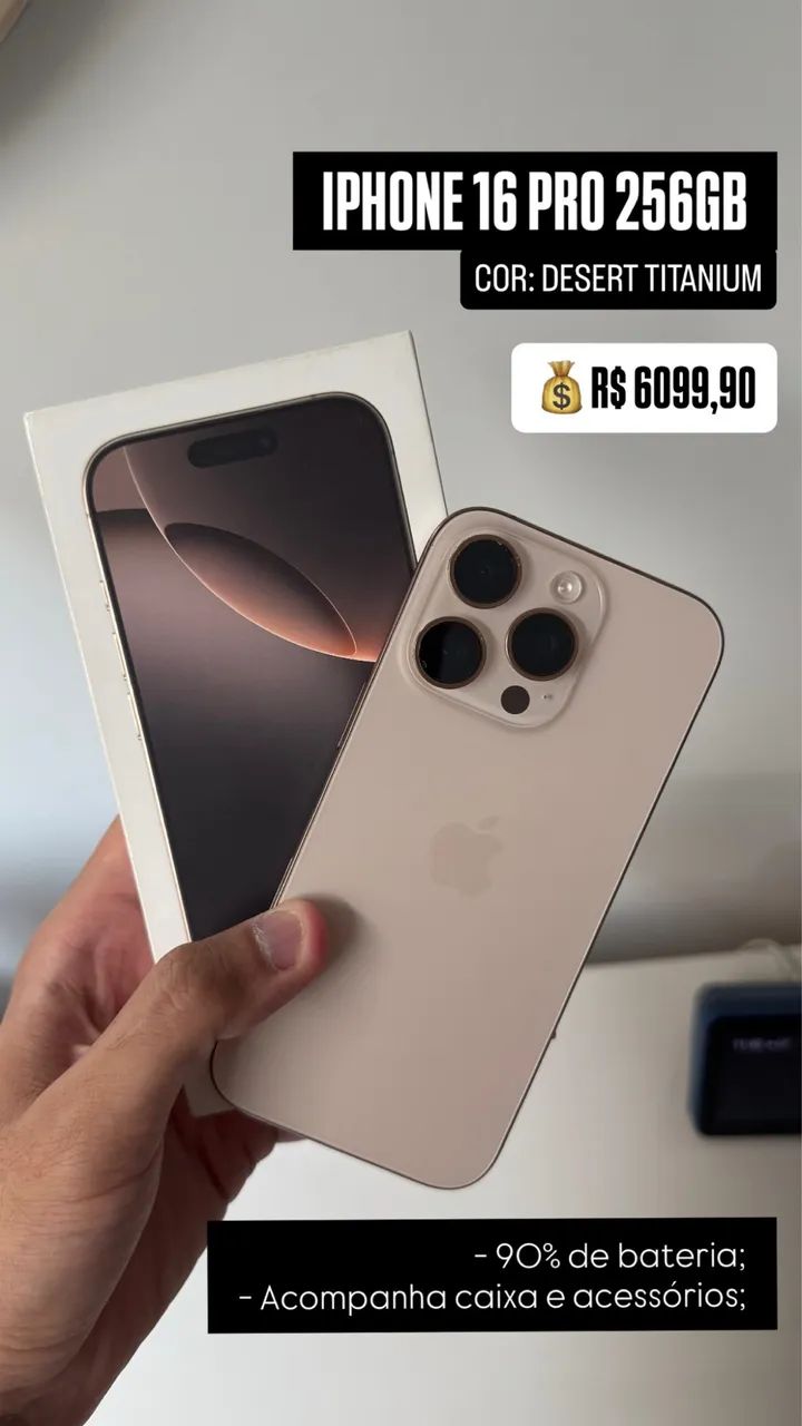 IPHONE 16 PRO 256 GB SAÚDE DA BATERIA 90% - Celulares e