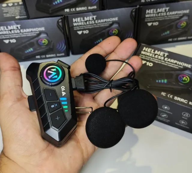 Fone Comunicador Capacete Bluetooth Headset Com Microfone Sem Fio, Cor Preto - Marca Redd