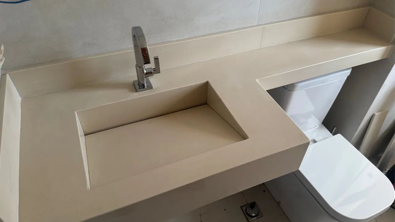 Cuba de pedra silestone bege 