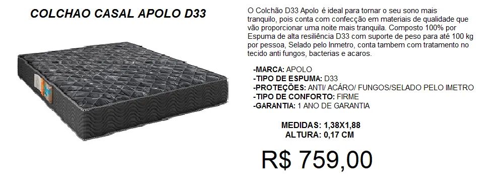 Colchão de espuma para casal a pronta entrega 