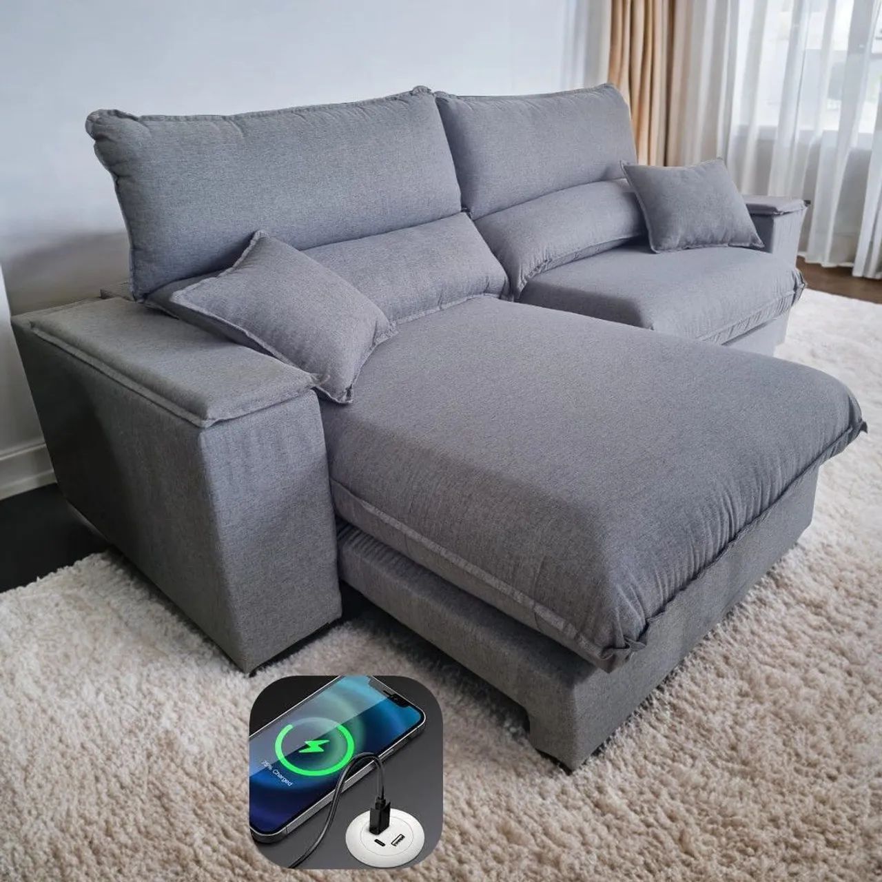 SOFÁ RETRÁTIL RECLINÁVEL COM USB E MOLAS ENSACADAS!!! 727TT5