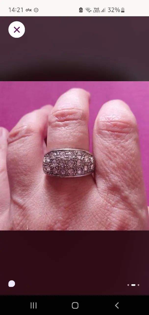 Anel Prateado com strass  - Foto 2