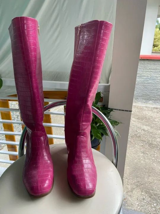 Bota pink croco 36 - Foto 4