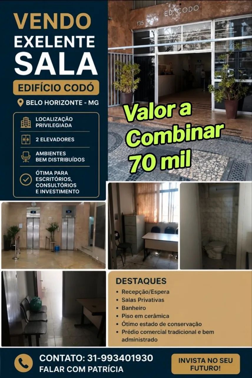 VENDO  OU TROCO SALA NO EDIFÍCIO CODÓ NO CENTRO DE  BELO HORIZONTE POR VEÍCULO 