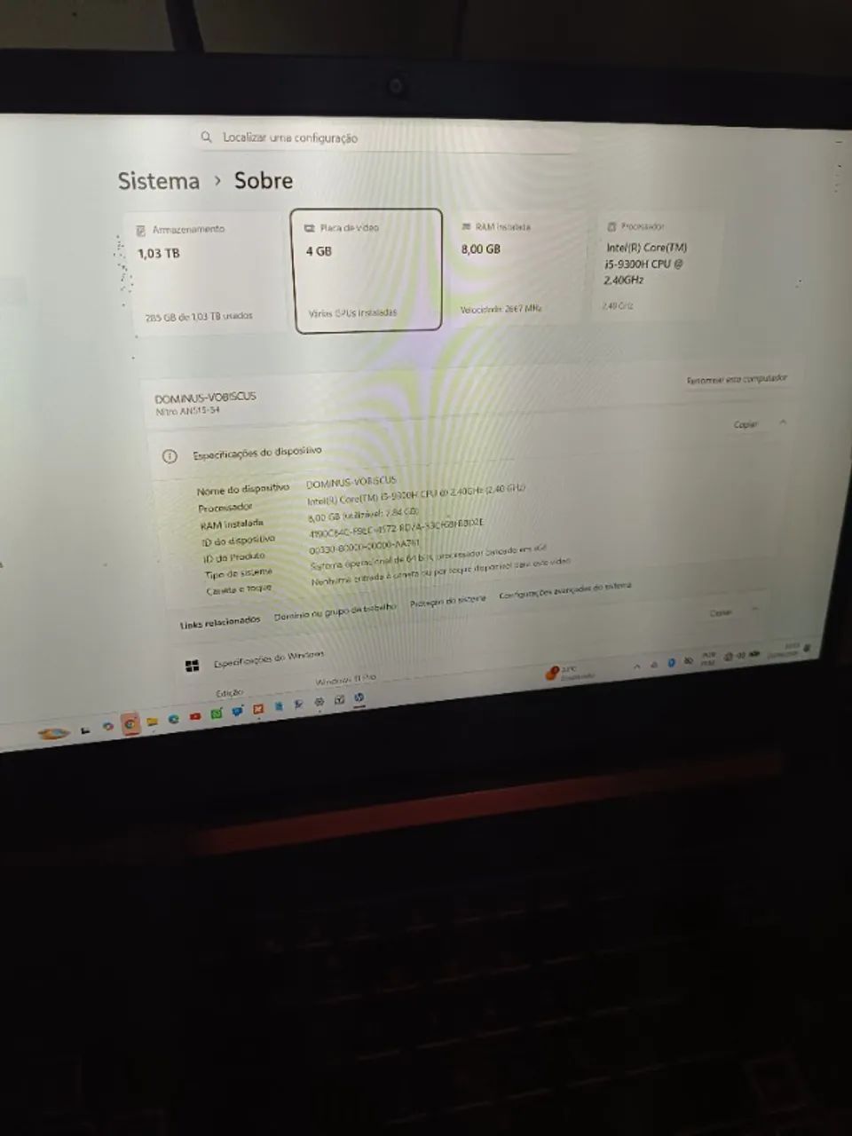 Notebook Acer Nitro 5 I5 HD 1tB SSD 128 Intel I5GForceGTX Bateria OK - Foto 5