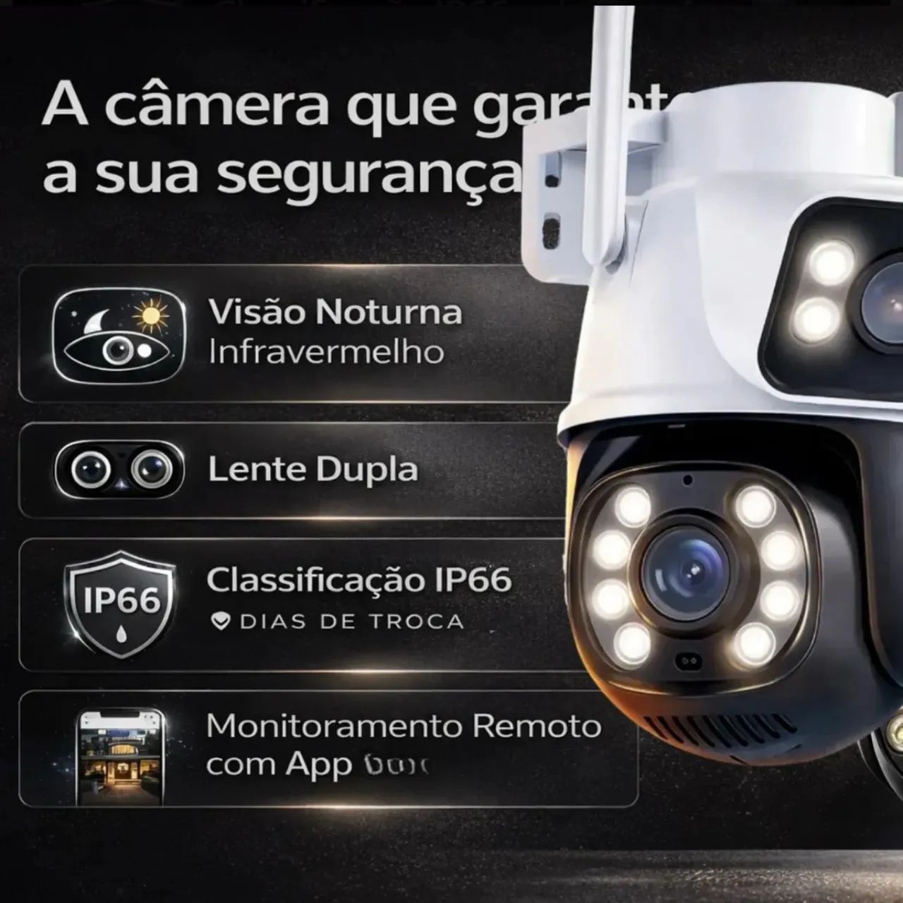 Câmera Wi-Fi 2 lente 1 fixa 1 360Graus - Foto 2