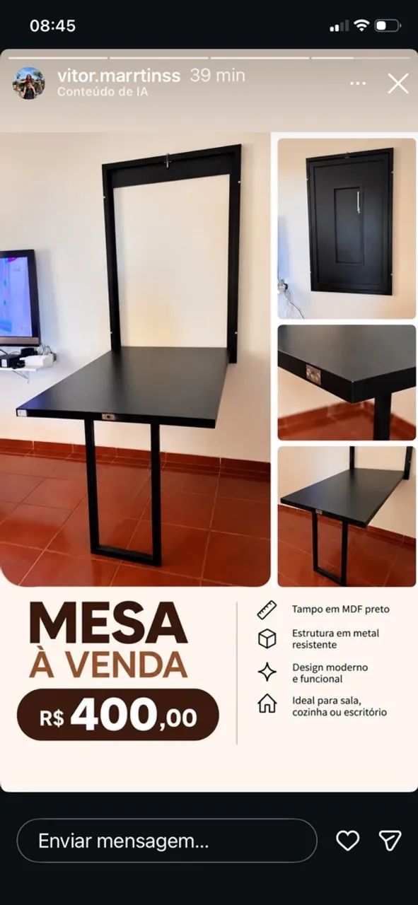 Mesa de jantar retrátil