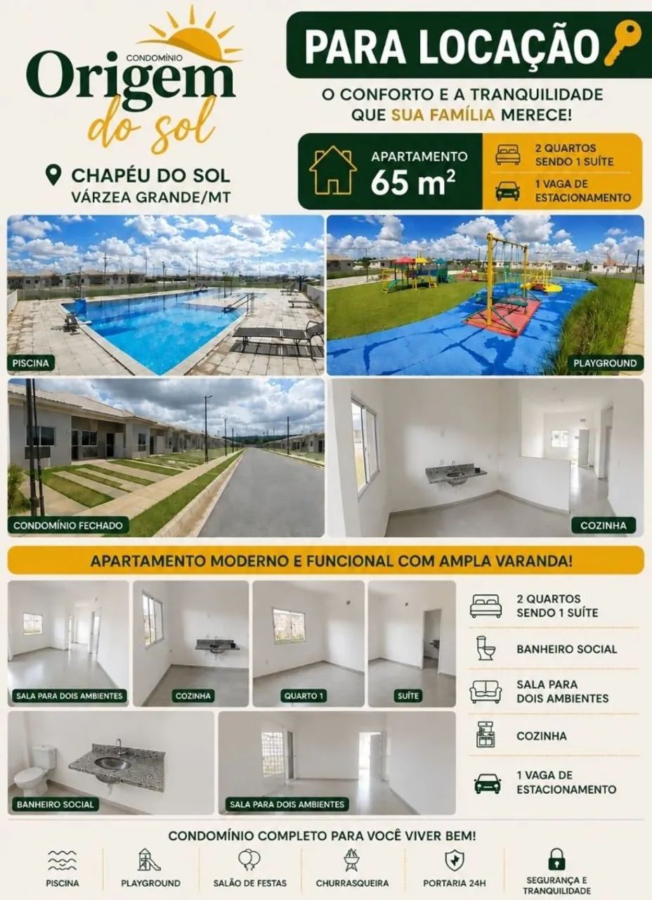ALUGUEL - Condomoinio Origem do Sol - 2 Quartos 